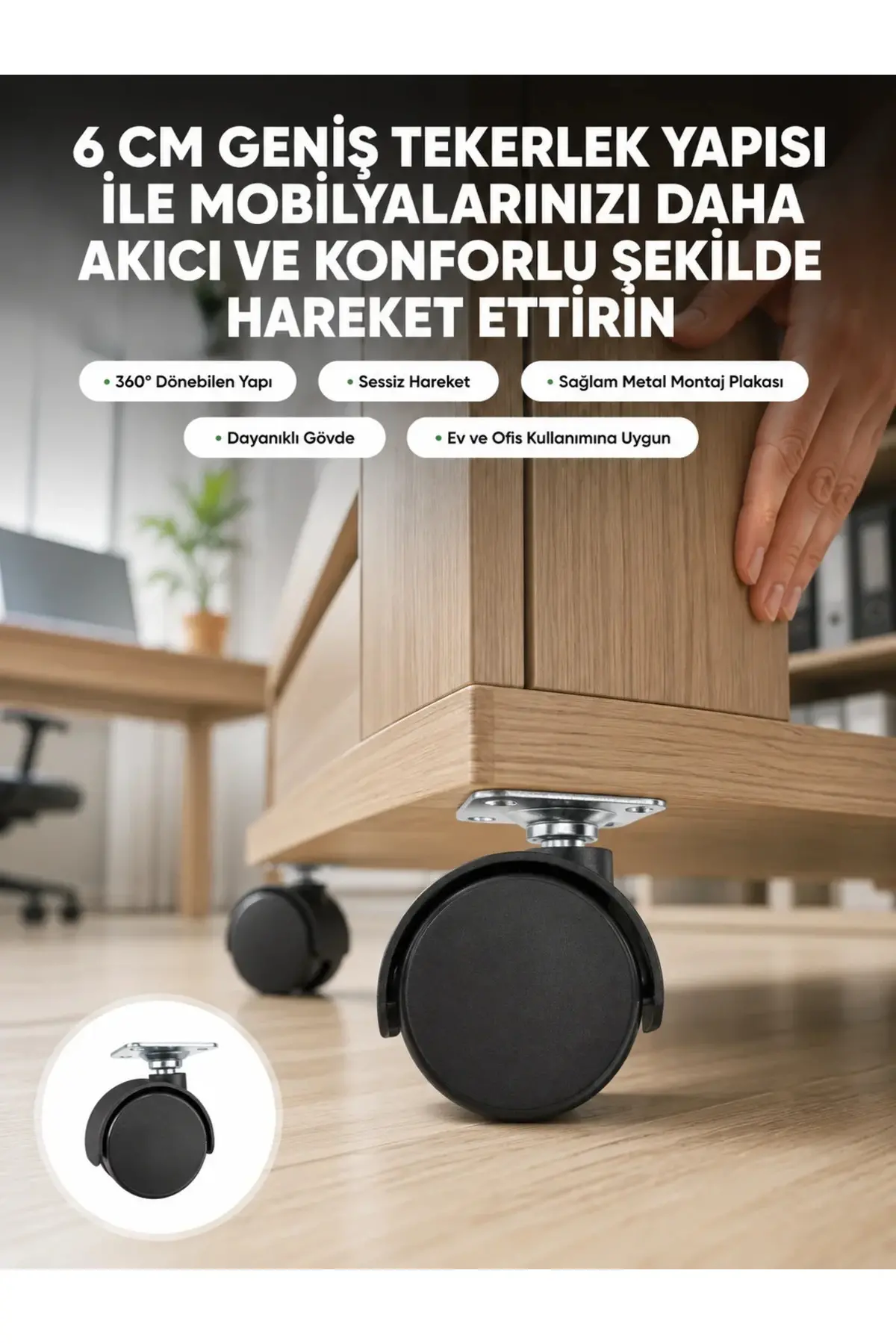 Kilitsiz 6 cm Tekerlek Ayak Tek Adet