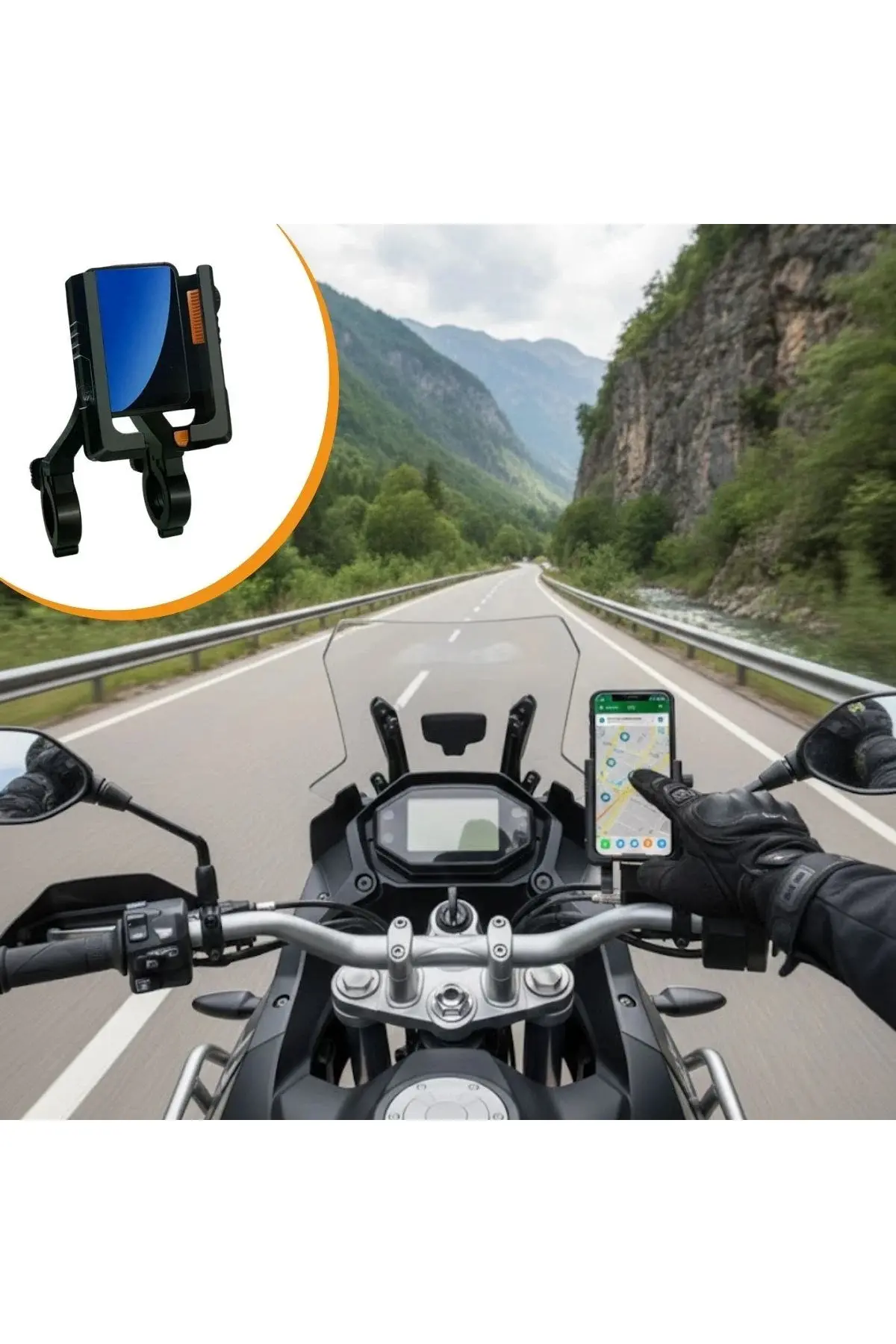 Evrensel Motosiklet Telefon Tutucu – Kaymaz, Kilitlenebilir Güvenli Tutuşlu, 360° Ayarlanabilir Gido