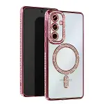 Samsung Galaxy S25 Kılıf Joke Simli Magneticsafe Kılıf - Pembe-1