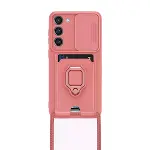 Samsung Galaxy S24 Plus Kılıf Zuma Kartvizitli Yüzüklü Silikon - Pembe-3