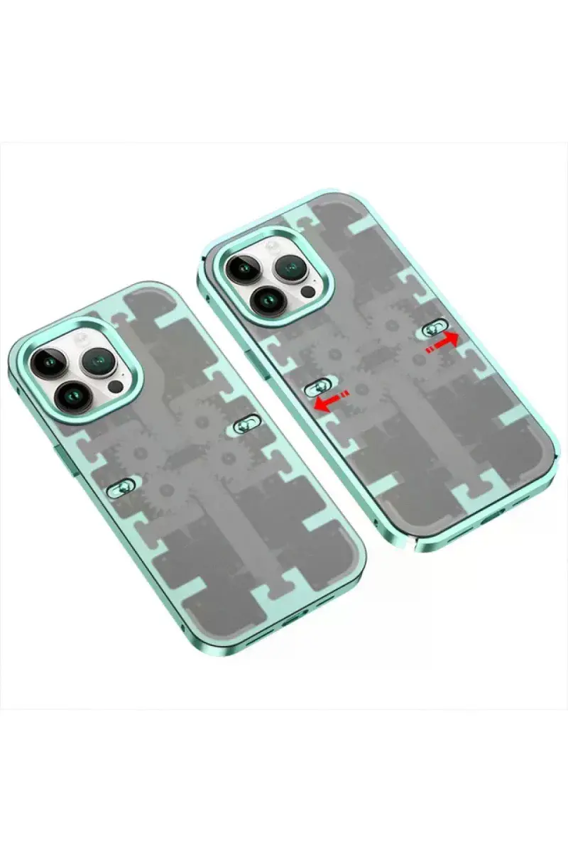 Apple iPhone 13 Pro Kılıf Mekanik Bumper Kapak - Yeşil