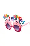Happy Birthday Yazılı Pembe Fuşya Renk Parti Gözlüğü 12x7 cm-1