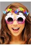 Happy Birthday Yazılı Pembe Fuşya Renk Parti Gözlüğü 12x7 cm-4