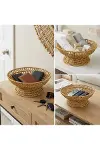 25 cm Plastik Rattan Servis Çanağı – Doğal Hasır Görünümlü Dekoratif Meyve, Ekmek ve Sunum Kasesi-3