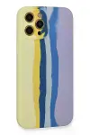 Apple iPhone 12 Pro Max Kılıf Ebruli Lansman Silikon - Sarı-Lila-3