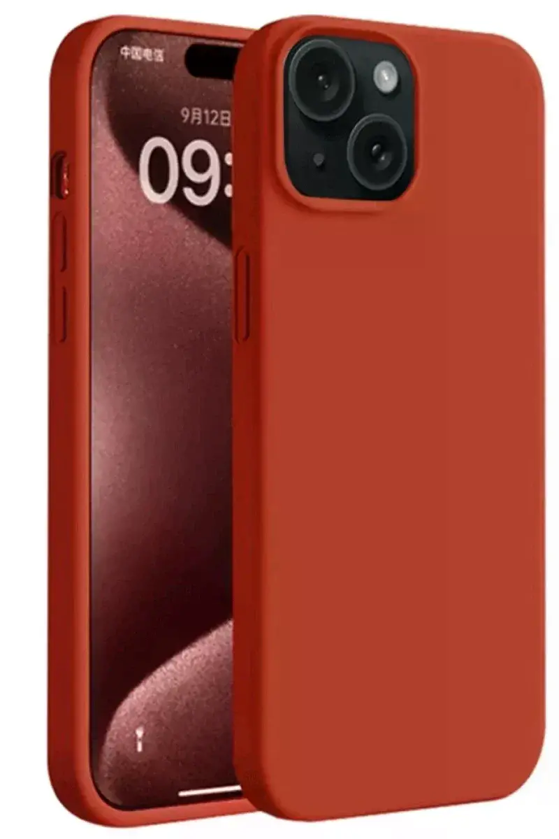 Apple iPhone 15 Plus Kılıf First Silikon - Kırmızı