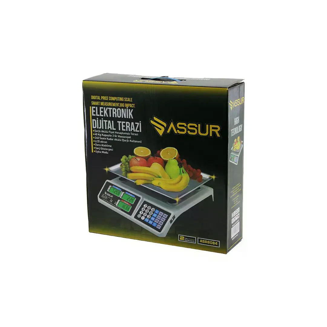 Büyük Dijital Karpuz Terazi Tartı 40KG/2GR 7 Fiyat Hafızası Fiş Şarjlı ACS-809T