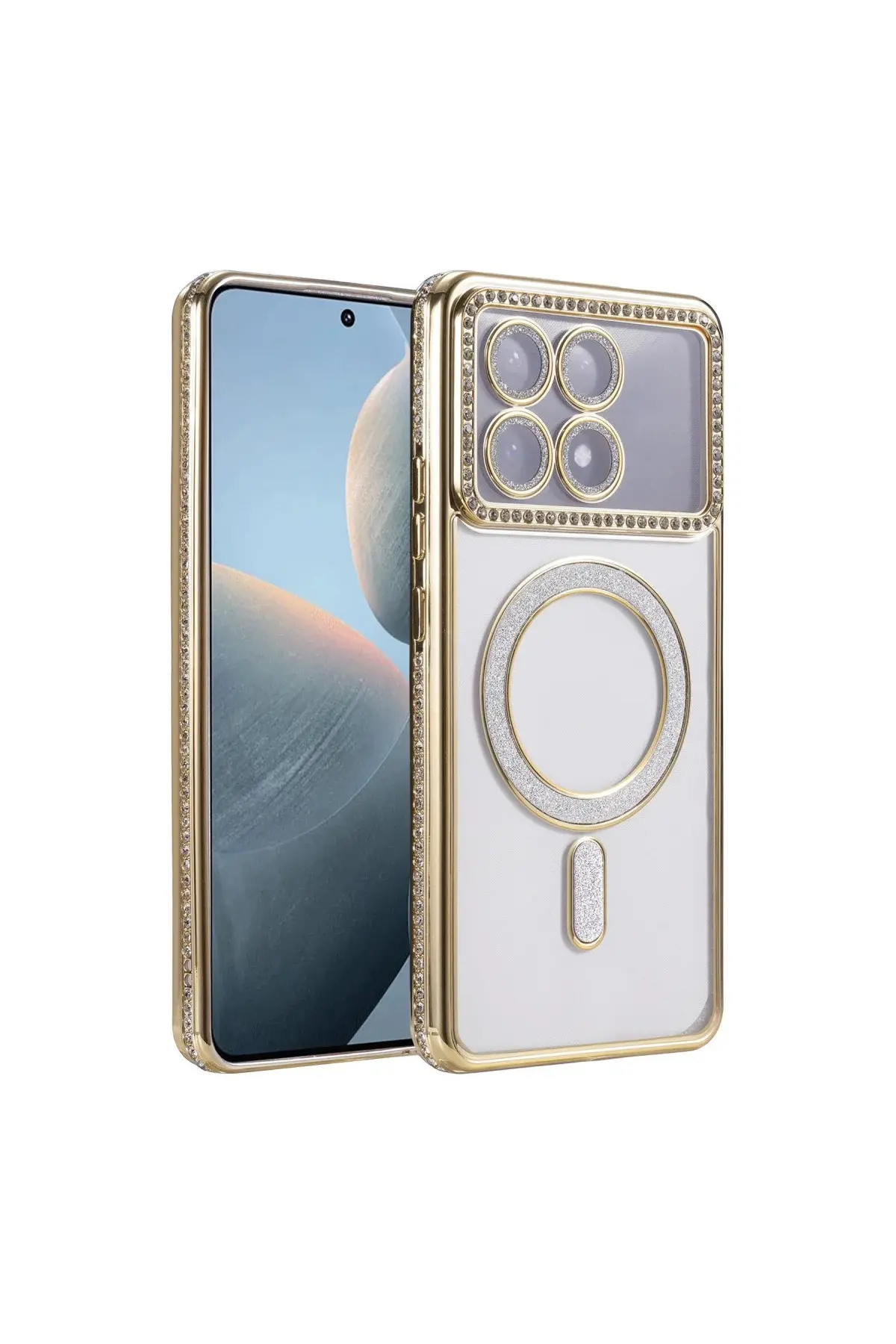 Xiao Poco X6 Pro Joke Simli Magneticsafe Kılıf - Gold
