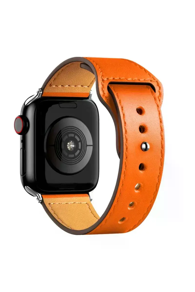 Apple Watch 38mm KR415 Luaz Deri Kordon - Turuncu