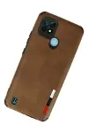 Realme C21 Kılıf Loop Deri Silikon - Kahverengi-2