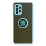 Samsung Galaxy A72 Kılıf Montreal Yüzüklü Silikon Kapak - Buz Mavi-1
