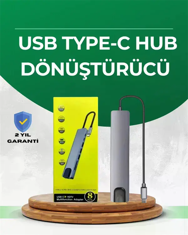Type‑C Dönüştürücü – 2×USB3.0, SD/MS, 4K HD & RJ45 ile Profesyonel Kullanım