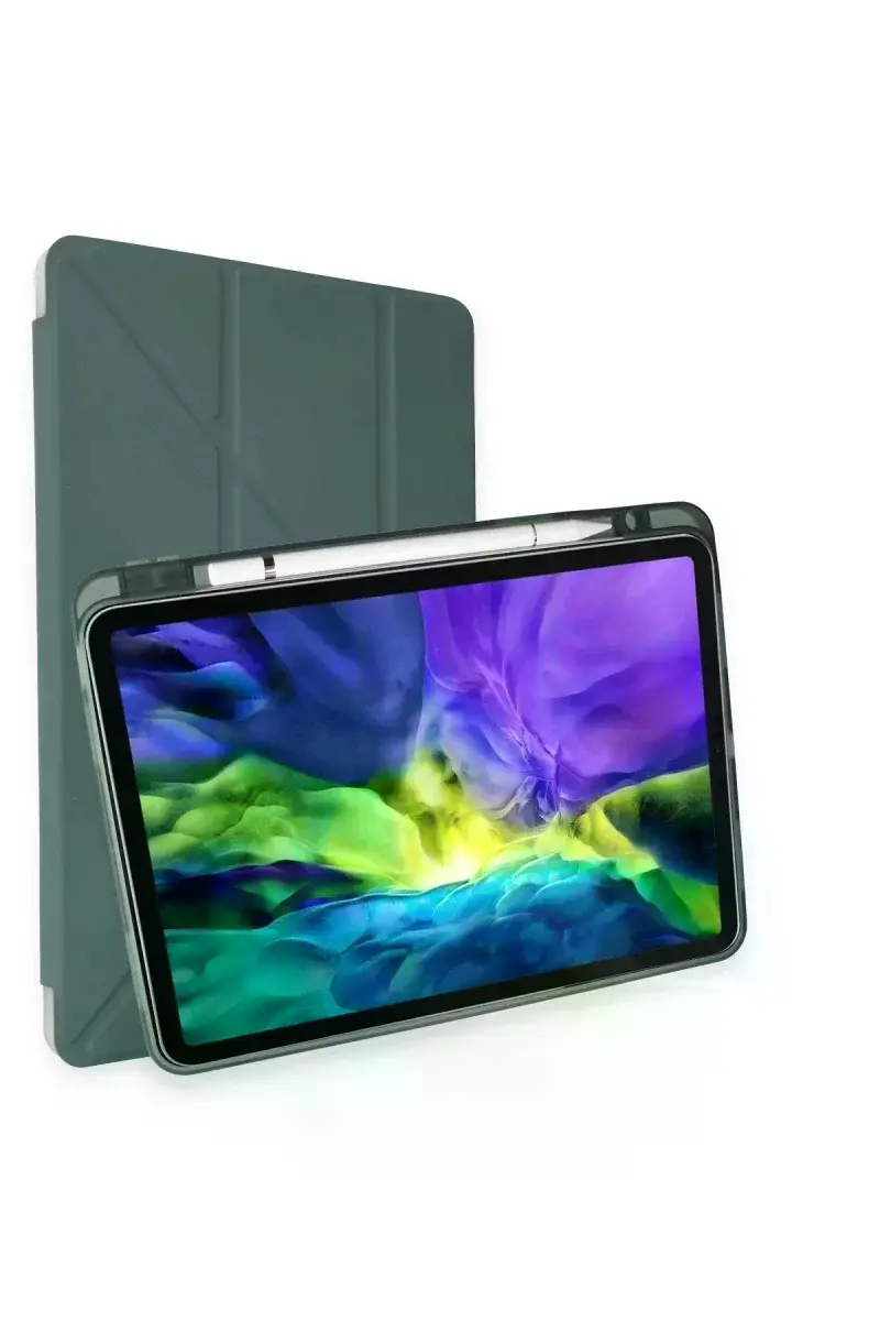 Apple iPad Pro 11 (2018) Kılıf Kalemlikli Mars Tablet Kılıfı - Koyu Yeşil