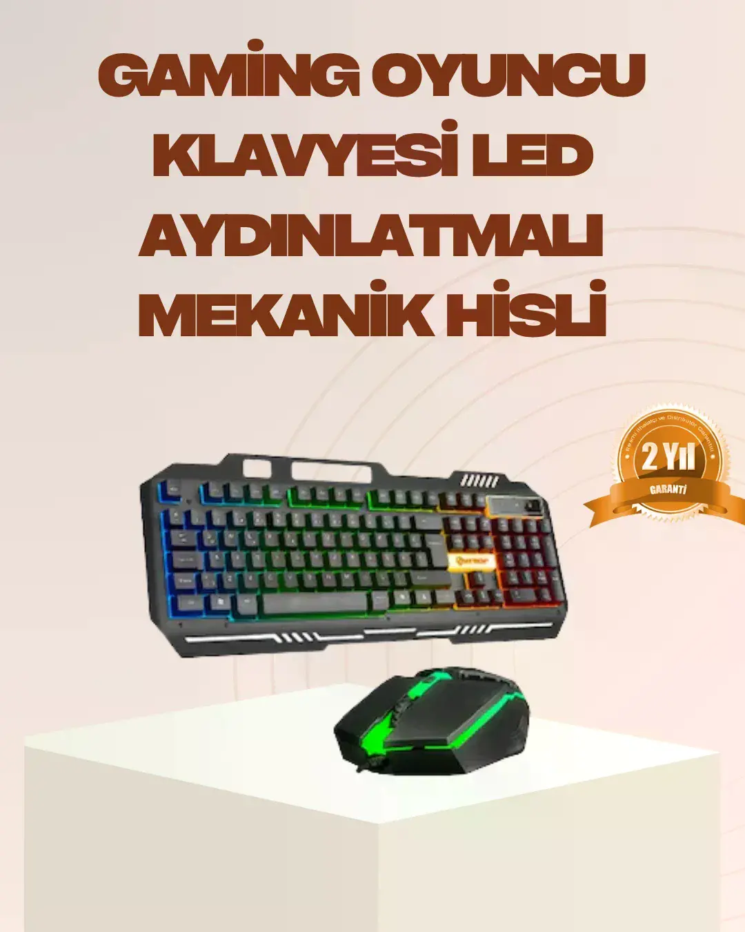 Mekanik LED Gang Klavye Mouse Seti – Yüksek Tepki ve Ergono