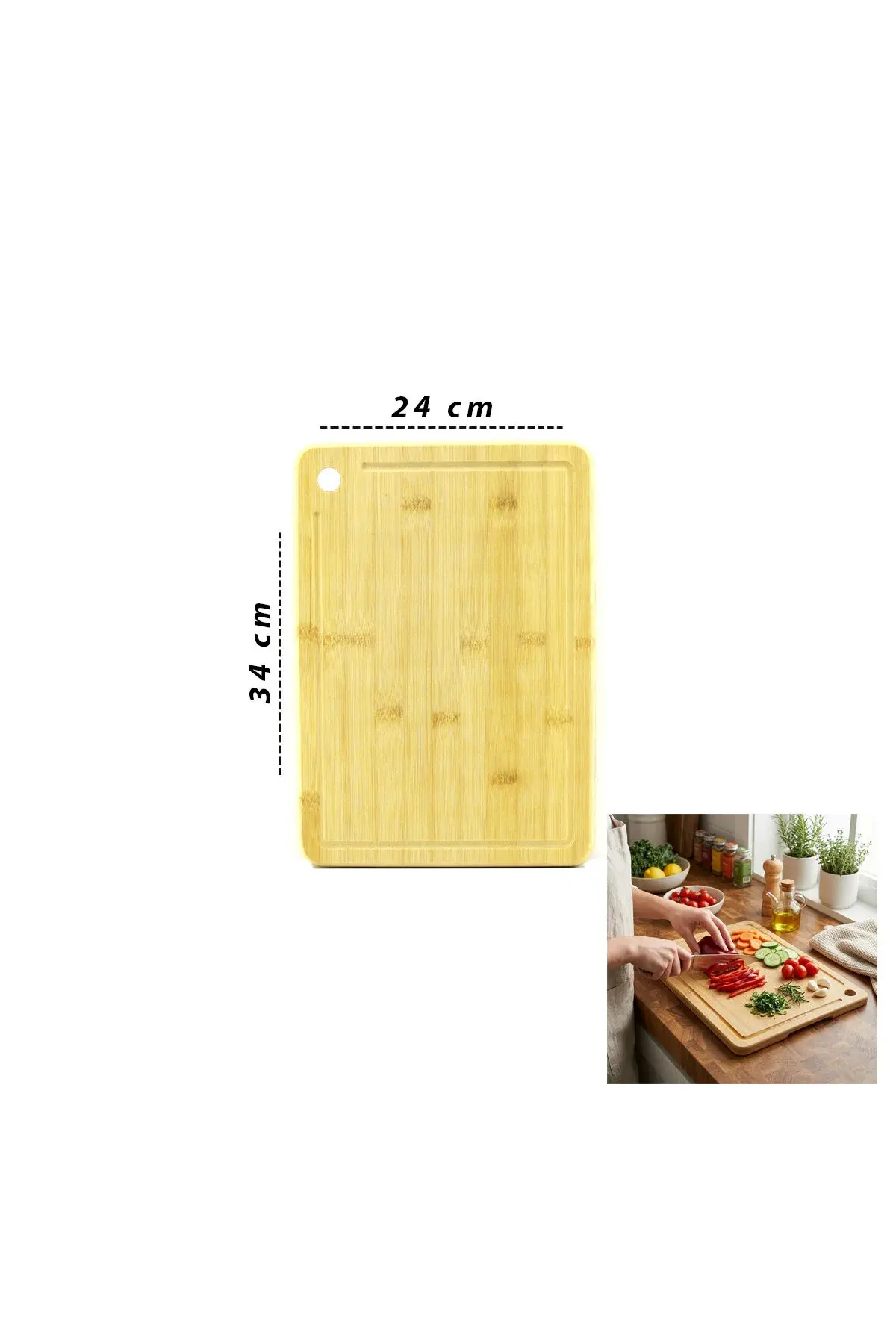 24X34X1.8CM Ahşap Bambu Kesim Panosu - Kesme Tahtası