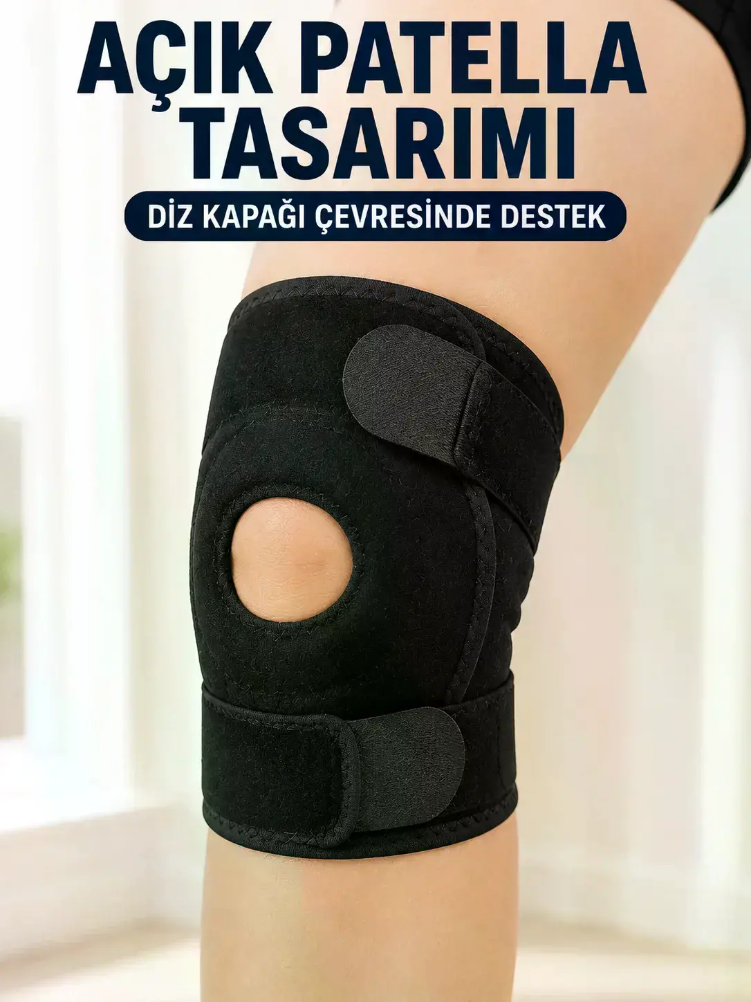 Patella Destekli Kısa Dizlik Ayarlanabilir Bantlı Diz Koruyucu Destek