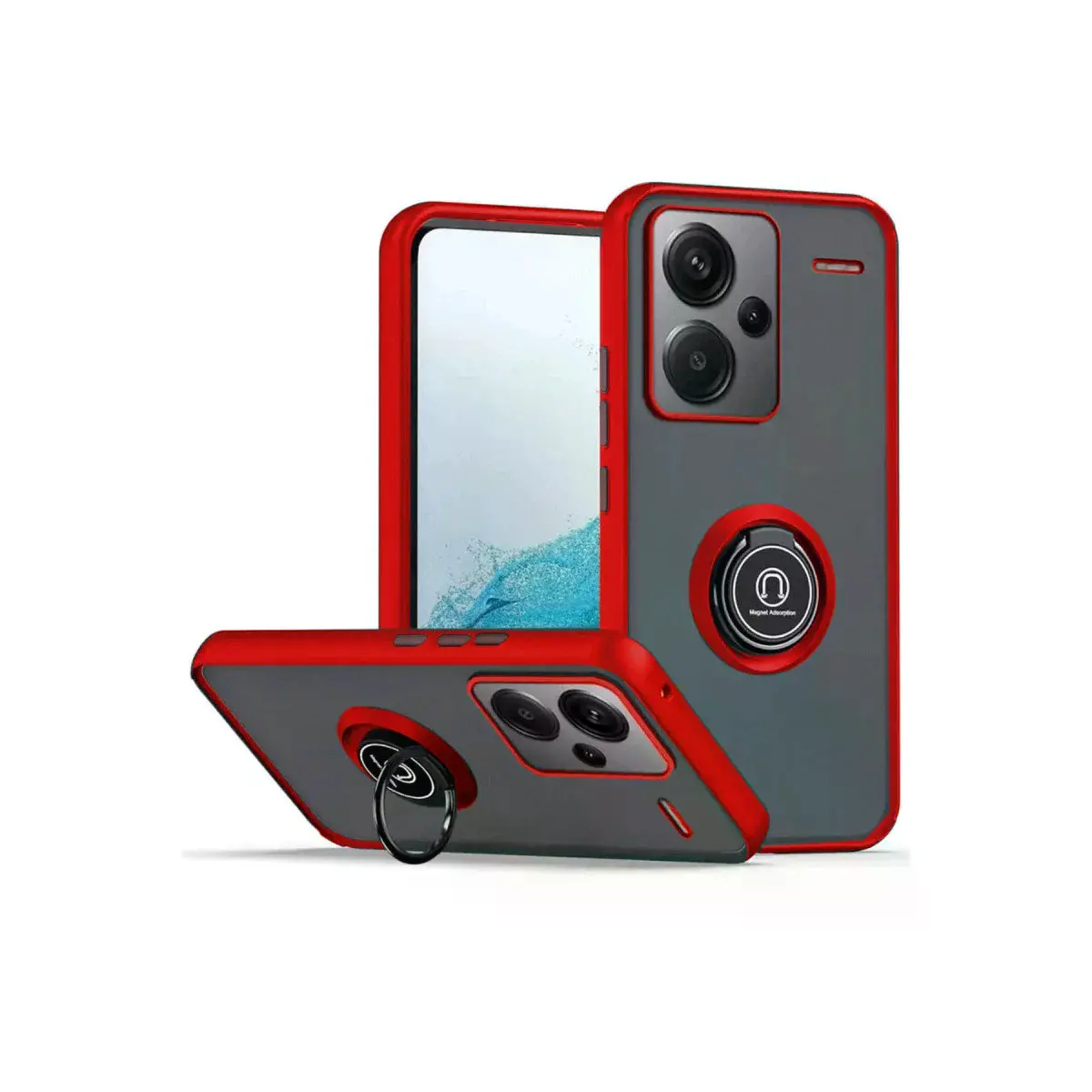 Xiao Red Note 13 Pro Plus Kılıf Montreal Yüzüklü Silikon Kapak - Kırmızı