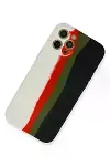 Apple iPhone 12 Pro Max Kılıf Ebruli Lansman Silikon - Beyaz-Siyah-4