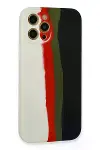 Apple iPhone 12 Pro Max Kılıf Ebruli Lansman Silikon - Beyaz-Siyah-5