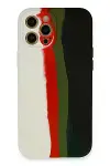 Apple iPhone 12 Pro Max Kılıf Ebruli Lansman Silikon - Beyaz-Siyah-1