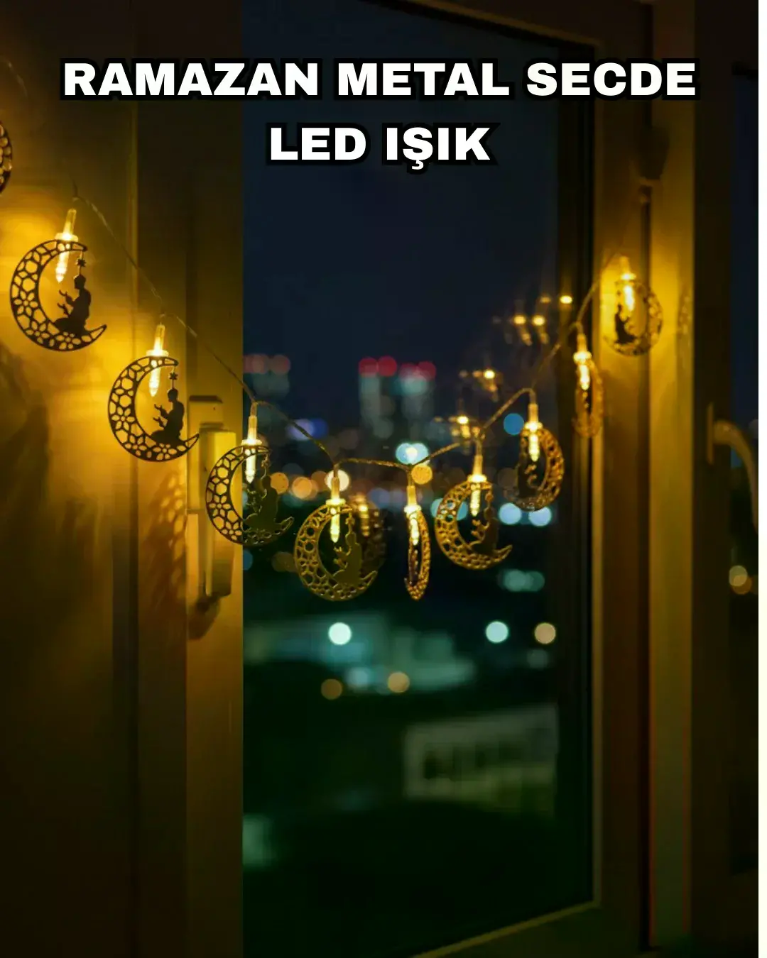 Dekoratif Ramazan Ay Işığı Secde Eden Adam Figürlü