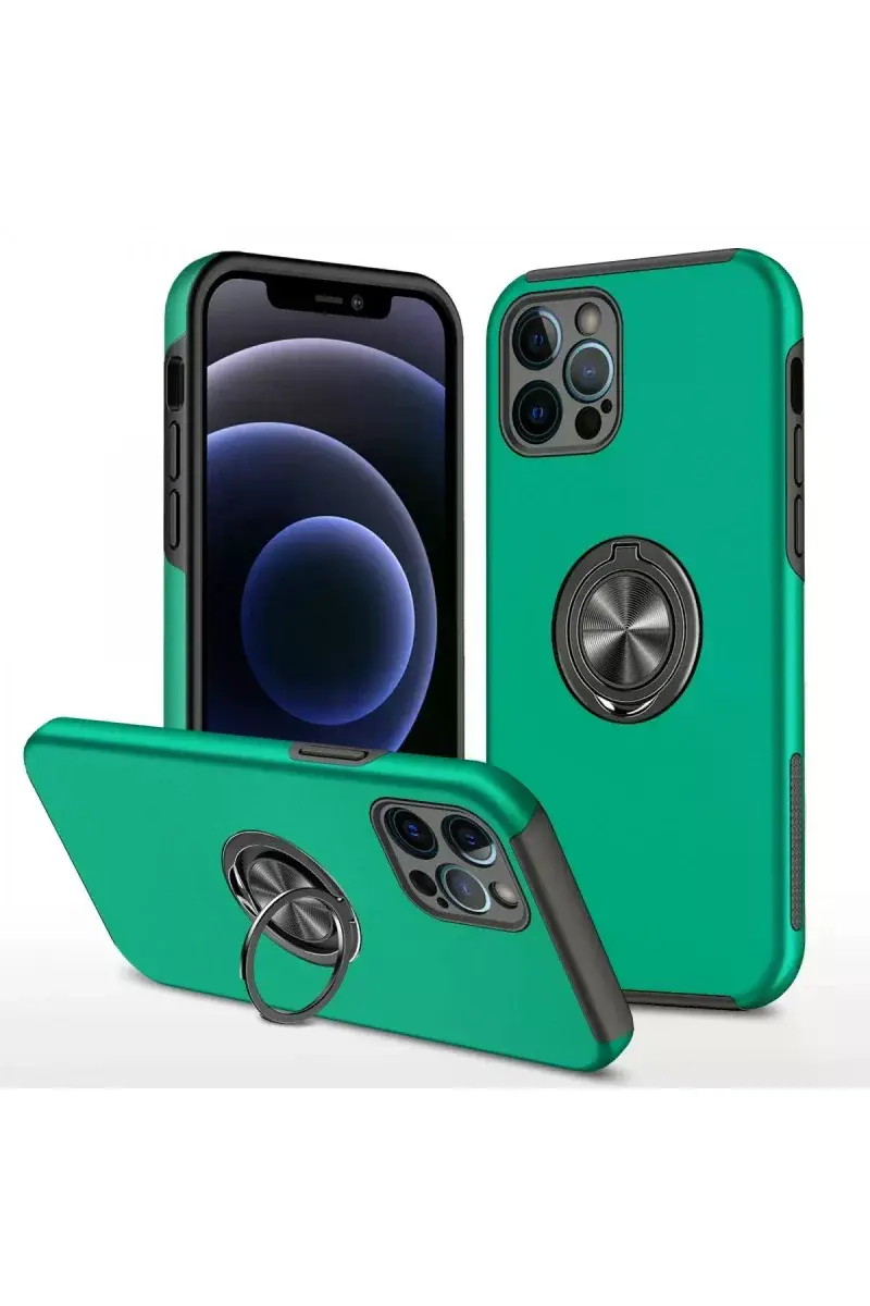 Apple iPhone 12 Pro Kılıf Elit Yüzüklü Kapak - Yeşil