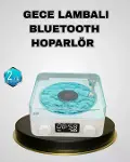 Bluetooth Hoparlörlü Gece Lambası Dijital Saat Ekranlı Su Dalgası Efektli Dekoratif-1