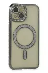 Apple iPhone 13 Kılıf Joke Simli Magneticsafe Kılıf - Gri-2
