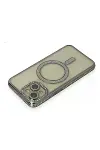 Apple iPhone 13 Kılıf Joke Simli Magneticsafe Kılıf - Gri-3