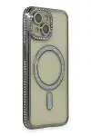Apple iPhone 13 Kılıf Joke Simli Magneticsafe Kılıf - Gri-1