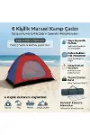 6 Kişilik Manuel Kurulum Kamp Çadırı – Aile, Doğa, Piknik ve Outdoor Kamp Çadırı 220x250x150 cm-3