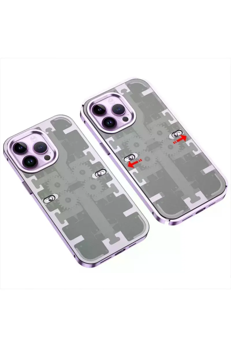 Apple iPhone 13 Pro Max Kılıf Mekanik Bumper Kapak - Derin Mor