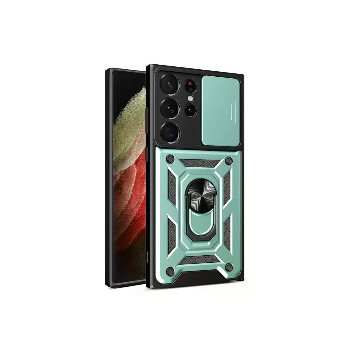 Samsung Galaxy S23 Ultra Kılıf Pars Lens Yüzüklü Silikon - Yeşil
