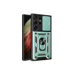 Samsung Galaxy S23 Ultra Kılıf Pars Lens Yüzüklü Silikon - Yeşil-1