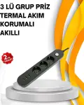 Hızlı Şarj Özellikli 3 USB Girişli Üçlü Priz-1