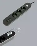 USB Yuvalı Anahtarlı Üçlü Priz 2 Metre Kablolu-7