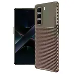 İnfinix Hot 50 4g Kılıf Auto Focus Karbon Kapak - Kahverengi-1