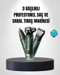 3D Akıllı Kesim Teknolojili Şarjlı Tıraş Seti – 3 Başlıklı, Paslanmaz Çelik Bıçaklı-1