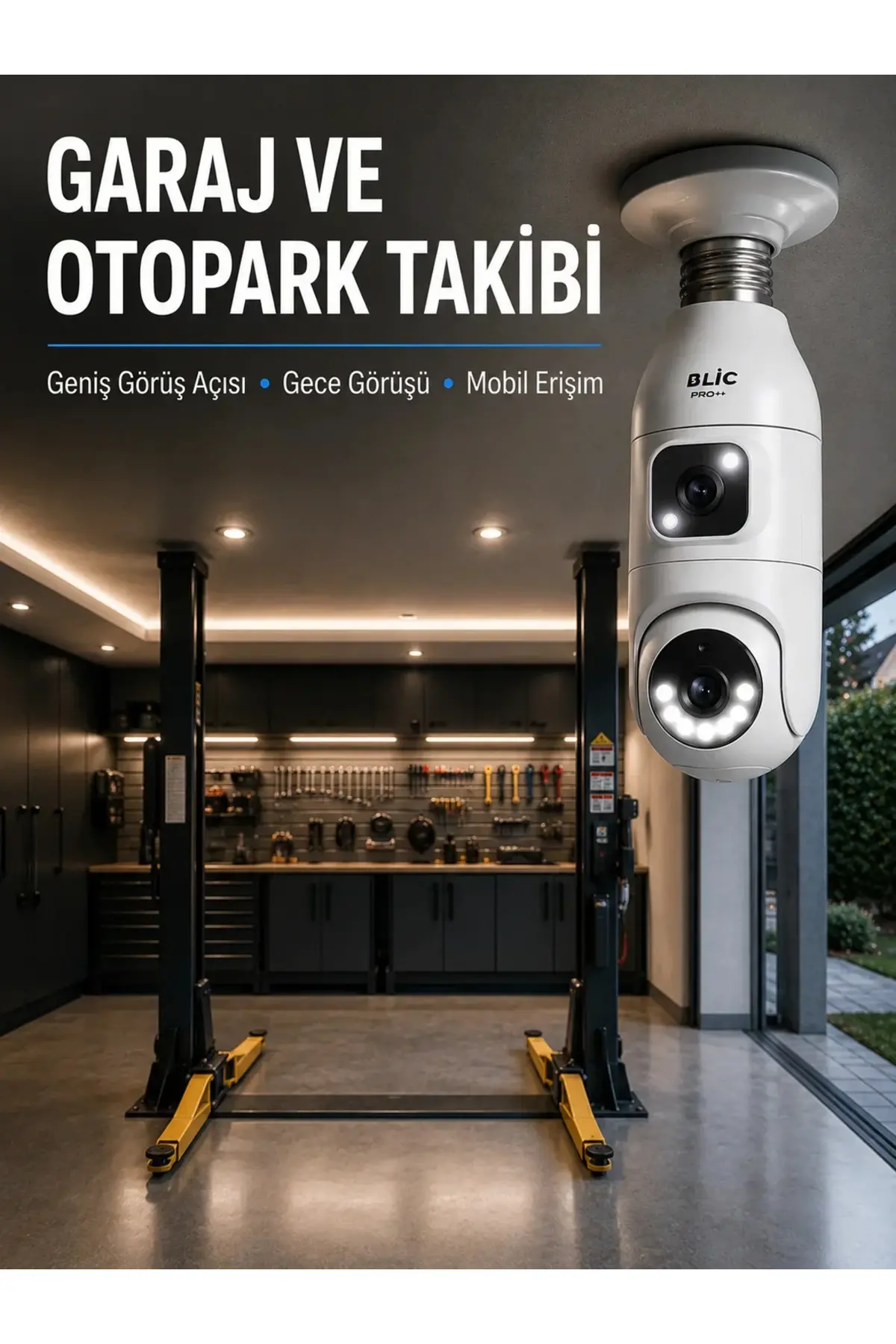 360° Ev İzleme Wi-Fi Çift Lens Akıllı Ampul Kamera