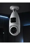 360° Ev İzleme Wi-Fi Çift Lens Akıllı Ampul Kamera-5