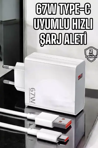 Şarj Aleti Turbo Hızlı 67W Type-C Hızlı Şarj