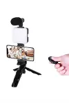 Telefon Tutucu Led Işıklı Kumandalı Mikrofon Telefon Vlog Video Kayıt-2
