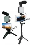 Telefon Tutucu Led Işıklı Kumandalı Mikrofon Telefon Vlog Video Kayıt-8