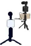 Telefon Tutucu Led Işıklı Kumandalı Mikrofon Telefon Vlog Video Kayıt-9