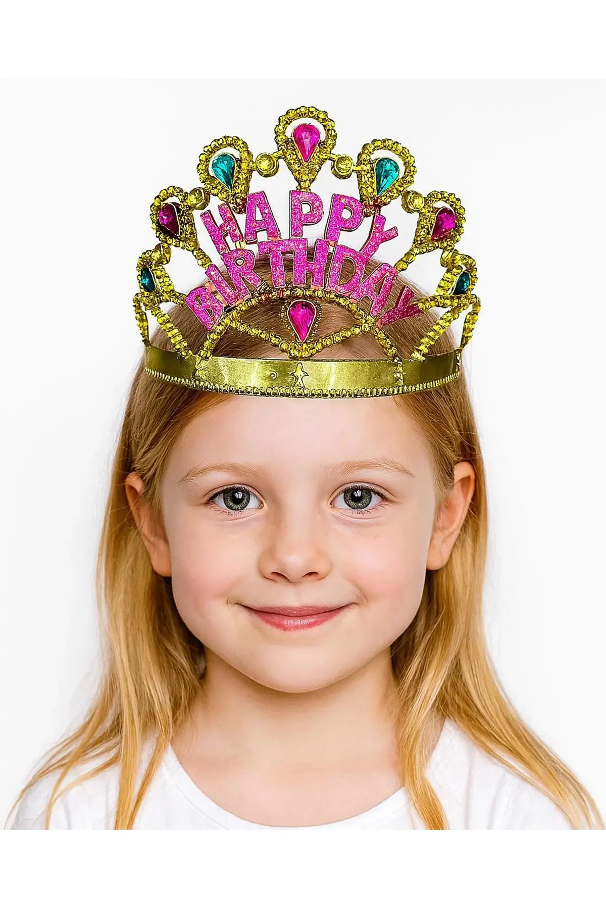 Altın Renk Happy Birthday Yazılı Doğum Günü Tacı 60 Cm