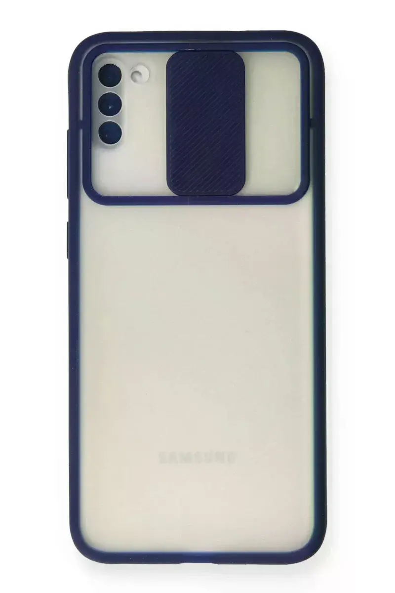 Samsung Galaxy A11 Kılıf Palm Buzlu Kamera Sürgülü Silikon - Lacivert