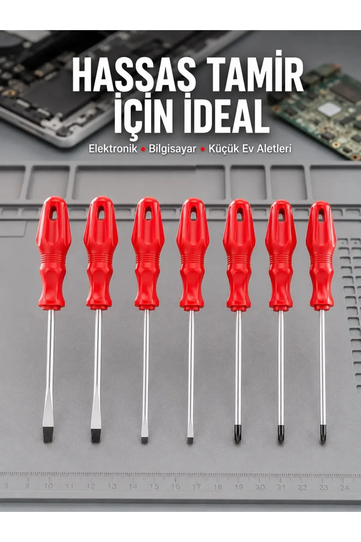 Düz ve Yıldız Başlıklı 7li Tornavida Seti Ergonomik Tutma
