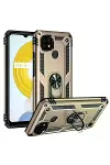 Realme C21 Kılıf Sofya Yüzüklü Silikon Kapak - Gold-2