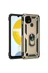 Realme C21 Kılıf Sofya Yüzüklü Silikon Kapak - Gold-1