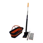 Kendinden Sıkmalı Katlanır - Tekerli Kovalı Mop Seti Yedek BEZLİ360° BAŞLIK=11.5X41CM- SAP:130CM-1